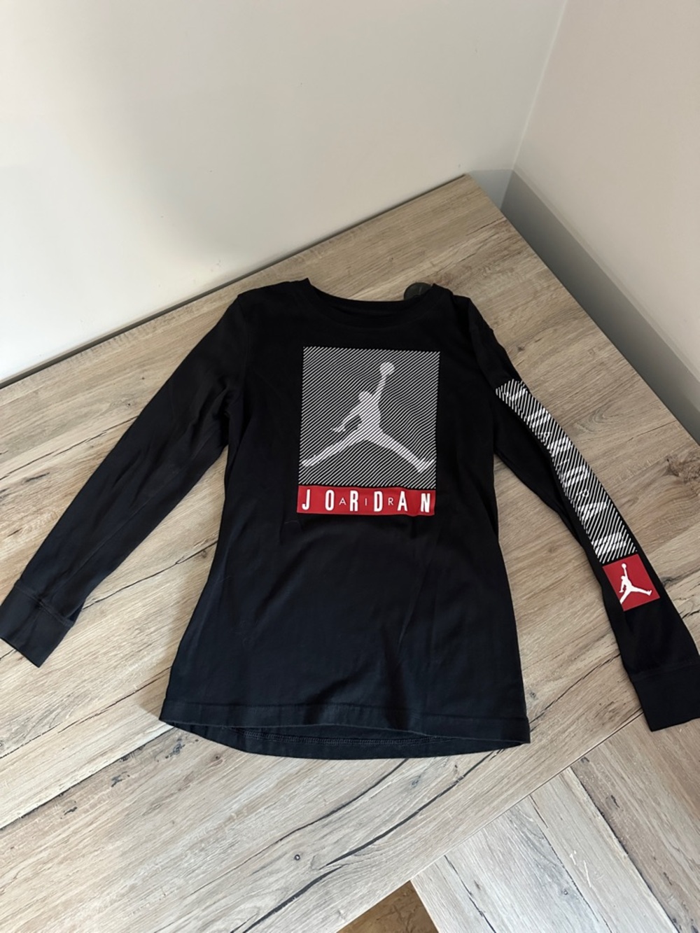 Jordan Black Long Sleeve Shirt with Red Accents